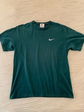 Vintage 90s Nike Made in USA Green Embroidered Logo T-Shirt, size Medium